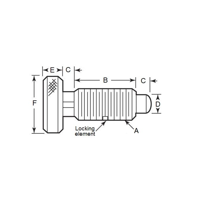 Spring Plunger M6 x 12.7 mm  - Knurled Handle Locking with Thread Lock Steel Body with Acetal - Spring - Threaded - MBA  (Pack of 125)