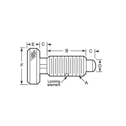 Spring Plunger    1/2-13 UNC x 22.2 mm  - Knurled handle Locking Light Duty Stainless Body with Acetal - Spring - Threaded - MBA  (Pack of 125)