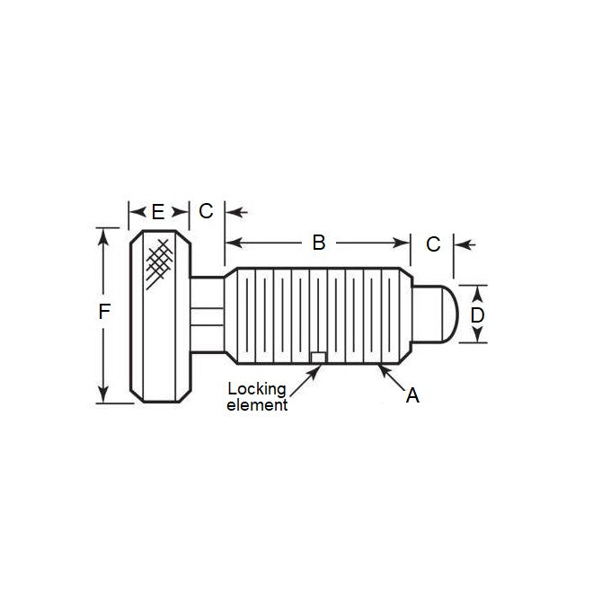 Spring Plunger M6 x 12.7 mm  - Knurled Handle Locking with Thread Lock Heavy Duty Steel Body with Acetal - Spring - Threaded - MBA  (Pack of 125)