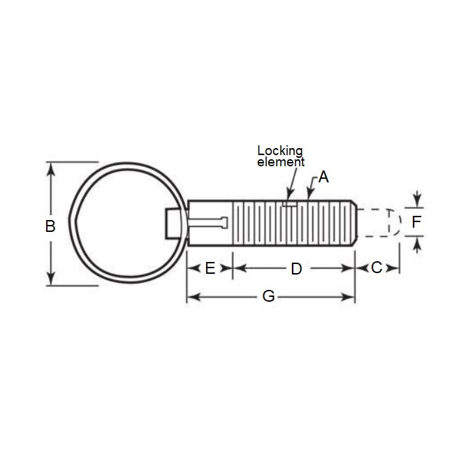 Spring Plunger    3/8-16 UNC x 31.8 mm  - Pull Ring Locking Stainless Body with Acetal - Spring - Threaded - MBA  (Pack of 125)