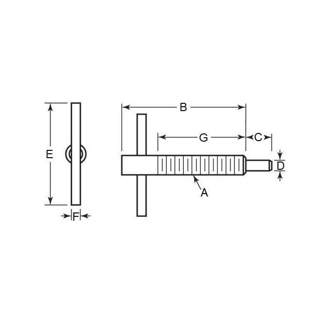 Spring Plunger    1/2-13 UNC x 50.8 mm  - Tee Handle Locking Steel - Spring - Threaded - MBA  (Pack of 1)