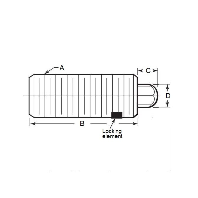 Spring Plunger    3/8-16 UNC x 28.6 mm  - Hex Nose with Threadlock Steel Body with Acetal - Spring - Threaded - MBA  (Pack of 1)