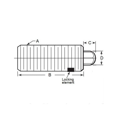 Spring Plunger    3/8-16 UNC x 28.6 mm  - Hex Nose with Threadlock Steel Body with Acetal - Spring - Threaded - MBA  (Pack of 1)