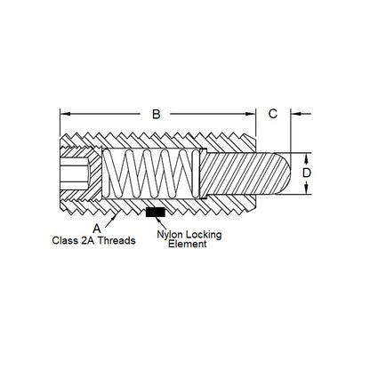 Spring Plunger    8-36 UNF x 8.9 mm  - Light Duty Stainless - Spring - Threaded - MBA  (Pack of 1)