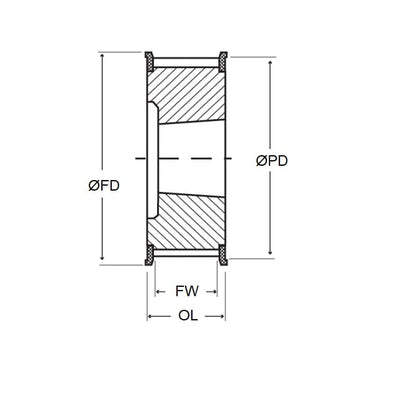 Timing Pulley   84 Tooth x 12.7 Wide - 2012 Taperlock Bore  -  Cast Iron - Unflanged - 9.525 mm (3/8 Inch) L Series Trapezoidal Pitch - MBA  (Pack of 1)