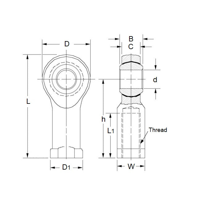 Rod End    8 mm  - Female Left Hand Bronze Lined Steel - MBA  (Pack of 1)