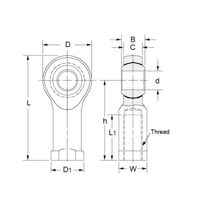 Rod End    8 mm  - Female Left Hand Bronze Lined Steel - MBA  (Pack of 1)