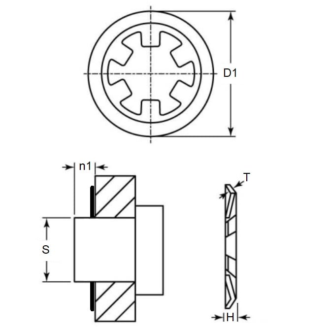 Push On Retaining Ring    2.46 x 0.25 mm  - Push On Carbon Steel - MBA  (Pack of 20)