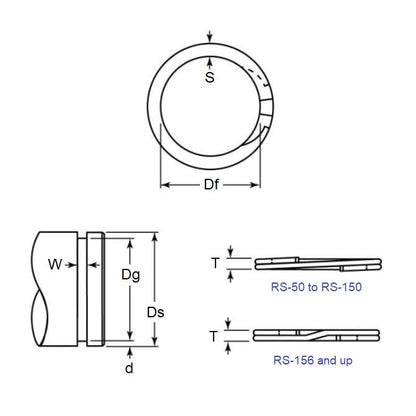 External Spiral Ring   60.33 x 1.25 mm  - Spiral Spring Steel - Medium Duty - 60.33 Shaft - MBA  (Pack of 5)