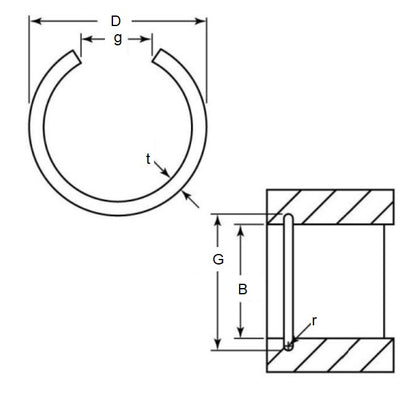 Internal Ring   10 x 0.8 mm  - Round Wire Spring Steel - 10.00 Housing Bore - MBA  (Pack of 50)