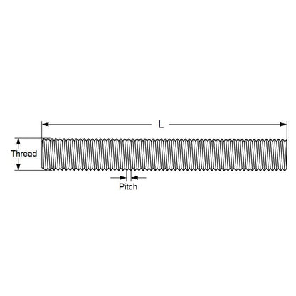 Allthread Threaded Rod    M36 x 1000 mm  -  Stainless 316 Grade - MBA  (Pack of 1)