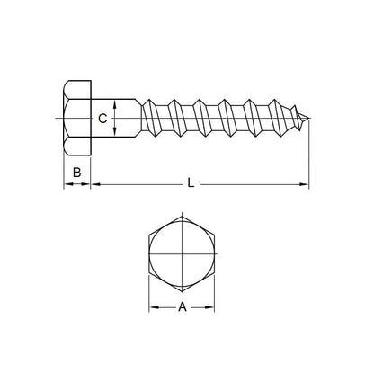 Screw M12 x 40 mm 316 Stainless - Coach - 40 - MBA  (Pack of 5)