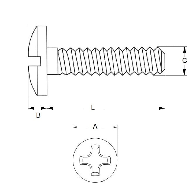 Screw    M4 x 12 mm Zinc Plated Steel - Fillister Head Philips - MBA  (Pack of 100)