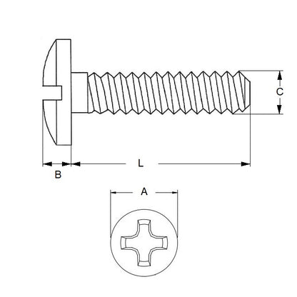 Screw    M2.5 x 5 mm Zinc Plated Steel - Fillister Head Philips - MBA  (Pack of 10)