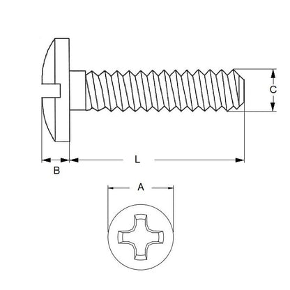 Screw    M4 x 40 mm Zinc Plated Steel - Fillister Head Philips - MBA  (Pack of 100)