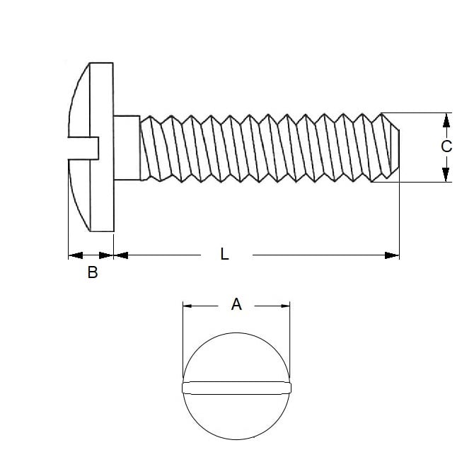 Screw    M2 x 10 mm 304 Stainless - Fillister Head Slotted - MBA  (Pack of 50)