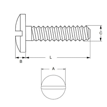 Screw    M2.5 x 16 mm 304 Stainless - Fillister Head Slotted - MBA  (Pack of 45)