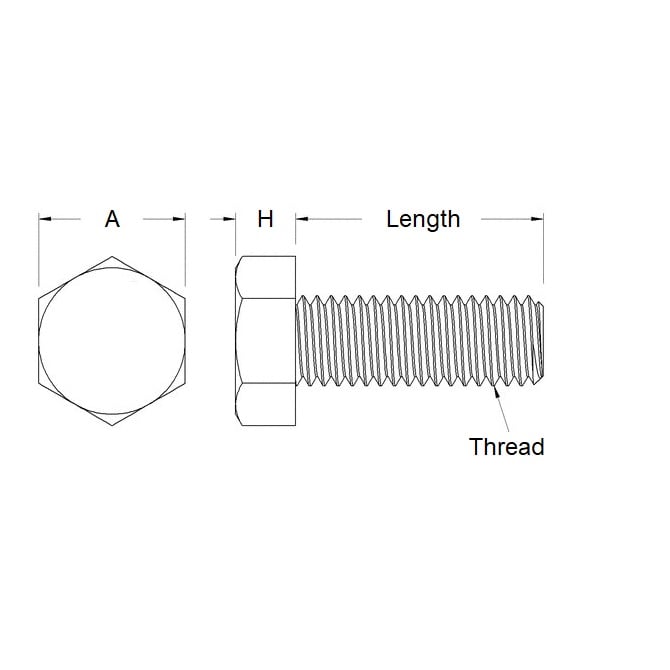 Screw    M10 x 60 mm  -  Zinc Plated Steel - Hex Head - MBA  (Pack of 50)