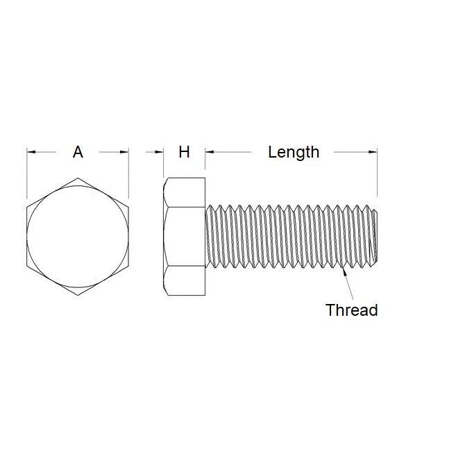 Screw    M10 x 16 mm  -  Zinc Plated Steel - Hex Head - MBA  (Pack of 50)