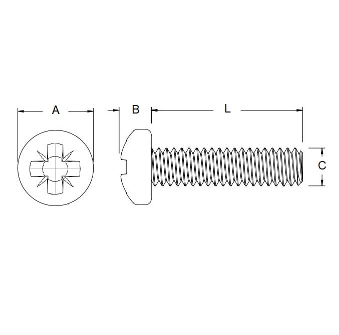 Screw    M10 x 40 mm  -  Zinc Plated Steel - Pan Head Pozidrive - MBA  (Pack of 50)