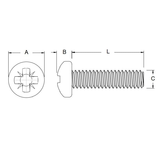 Screw    M6 x 65 mm  -  Zinc Plated Steel - Pan Head Pozidrive - MBA  (Pack of 50)