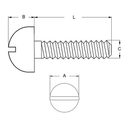 Screw 00-90 UNF x 6.4 mm Brass - Round Head Slotted - MBA  (Pack of 10)