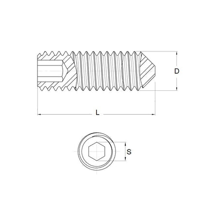 Socket Set Grub Screw    M3 x 6 mm Carbon Steel - Cone Point - MBA  (Pack of 50)