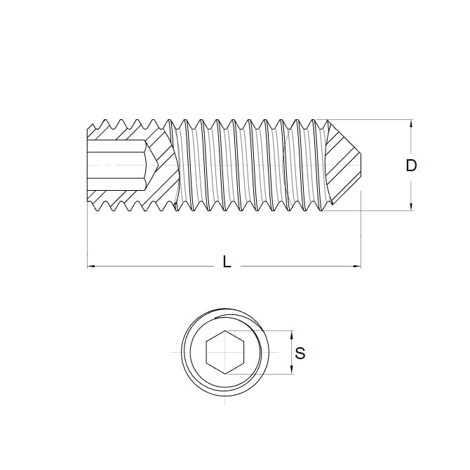 Socket Set Grub Screw    M10 x 12 mm Carbon Steel - Cone Point - MBA  (Pack of 50)