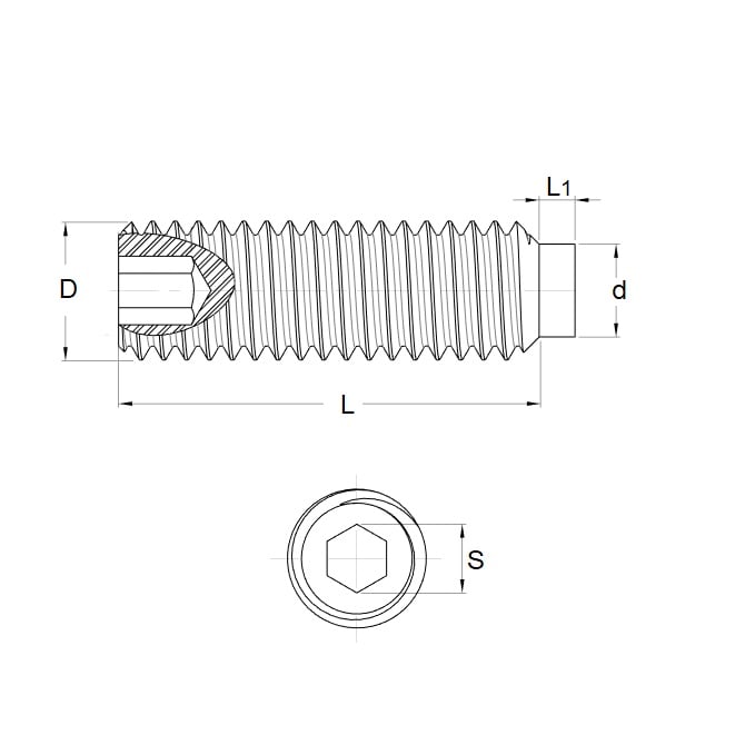 Socket Set Grub Screw M10 x 16 mm Soft Tip 304 Stainless Steel - Acetal Tip - MBA  (Pack of 1)