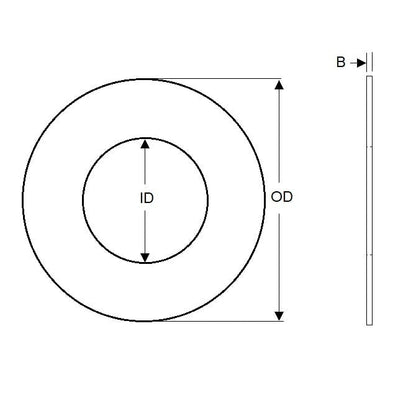 Flat Washer    3.5 x 9.525 x 1.98 mm  -  Stainless 303-304 - 18-8 - A2 - MBA  (Pack of 2)