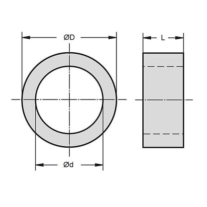 Round Spacer    4 x 8 x 5 mm  - Through Bore Brass Nickel Plated - MBA  (Pack of 5)