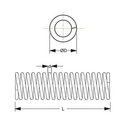 Compression Spring   14.27 x 914 x 2.03 mm  -  Springsteel Music Wire - MBA  (Pack of 1)