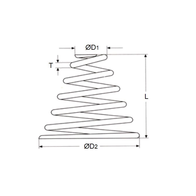 Compression Spring    9.5 x 19.1 x 4.8 mm  - Conical Spring Steel Music Wire - MBA  (Pack of 1)