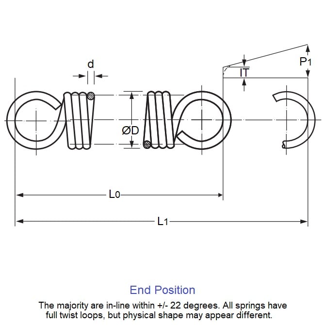 4.57 x 44.5 x 0.71 Extension Spring ES-0457-0445-07-M