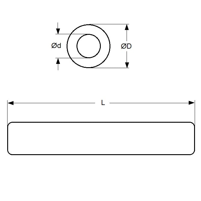 Round Tube   44.45 x 31.75 x 165.1 mm  -  Bronze SAE841 Sintered - MBA  (Pack of 1)