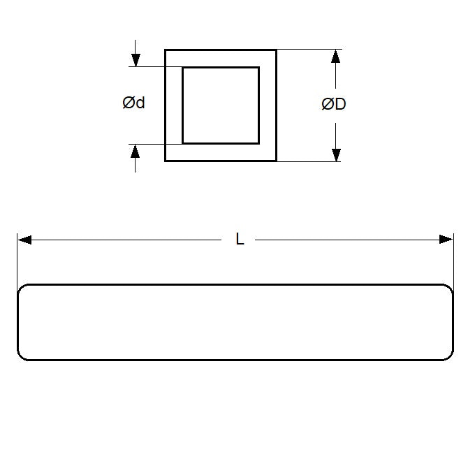 Square Tube    3.97 x 3.26 x 300 mm  -  Aluminium 3003-H14 Alloy - MBA  (Pack of 1)