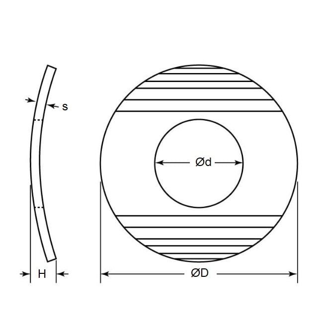 Spring Washer    4.76 x 8.18 x 1.35 mm  - Curved Stainless 302 Grade - MBA  (Pack of 250)