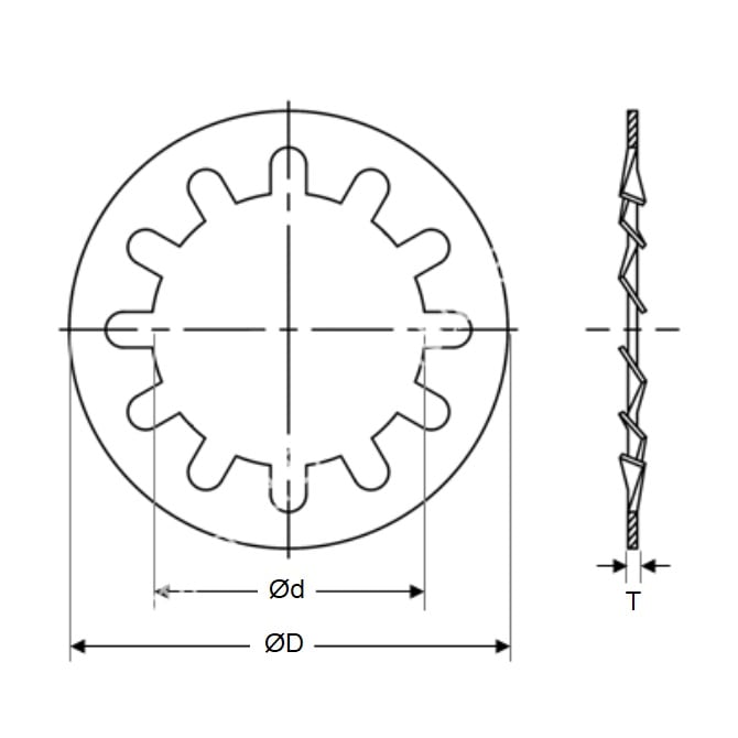 Lock Washer    3 x 7.4 x 0.5 mm  - Internal Tooth Mild Steel Zinc Plated - MBA  (Pack of 100)