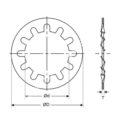 Lock Washer    3 x 7.4 x 0.5 mm  - Internal Tooth Mild Steel Zinc Plated - MBA  (Pack of 100)