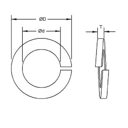 Lock Washer    4 x 7.6 x 0.90 mm  - Split Mild Steel Zinc Plated - MBA  (Pack of 100)