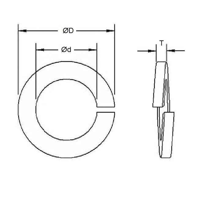 Lock Washer    4.762 x 8.6 x 1.2 mm  - Split Stainless 304 Grade - MBA  (Pack of 100)