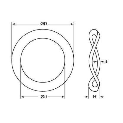 Wave Washer    6.35 x 9.32 x 0.76 mm  - Type 3 Stainless 302 Grade - MBA  (Pack of 20)