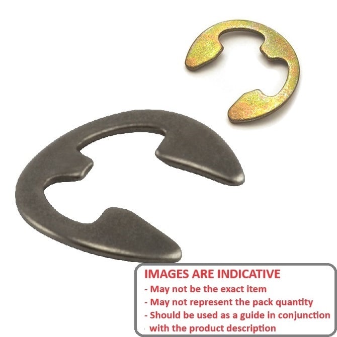 E-Clip    9.53 x 0.9 mm  - Bowed Carbon Steel - MBA  (Pack of 10)