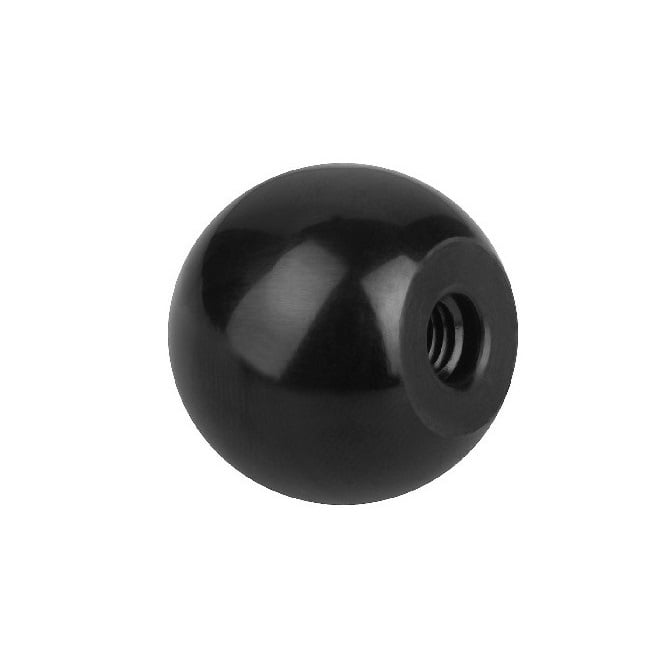 Ball Knob    3/8-24 UNF x 47.62 mm  - Threaded Phenolic - Black - Female Tapped - MBA  (Pack of 1)
