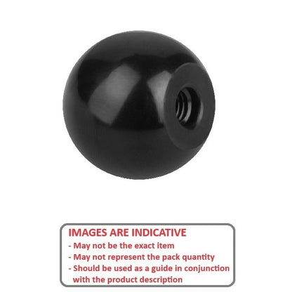 Ball Knob    3/8-24 UNF x 47.62 mm  - Threaded Phenolic - Black - Female Tapped - MBA  (Pack of 1)