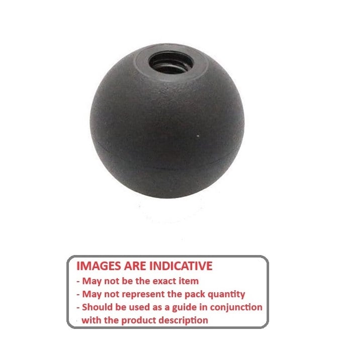 Ball Knob    M5 x 20 mm  - Threaded With Moulded Plastic Insert Thermoplastic - Female - MBA  (Pack of 1)