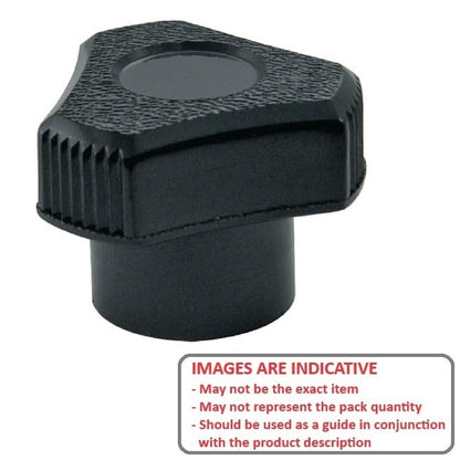 Three Lobe Knob    1/4-20 UNC x 19.05 x 9.5 mm  - Brass Insert Phenolic - Black - Female - MBA  (Pack of 5)