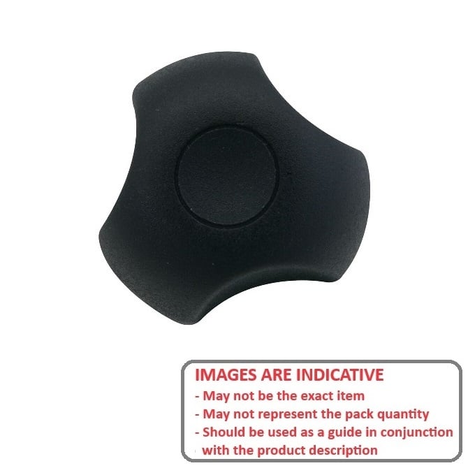 Three Lobe Knob    3/8-16 UNC x 50.04 x 50.8 mm  - Plated Steel Insert Thermoplastic - Black - Male - MBA  (Pack of 1)