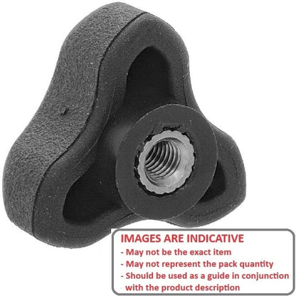 Three Lobe Knob    1/2-13 UNC x 55.12 x 22.9 mm  - Zinc Plated Brass Insert Thermoplastic - Black - Female - MBA  (Pack of 1)