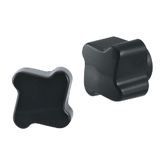 Four Lobe Knob    1/4-20 UNC x 24.9 x 9.9 mm  - Brass Insert Phenolic - Black - Female - MBA  (Pack of 1)